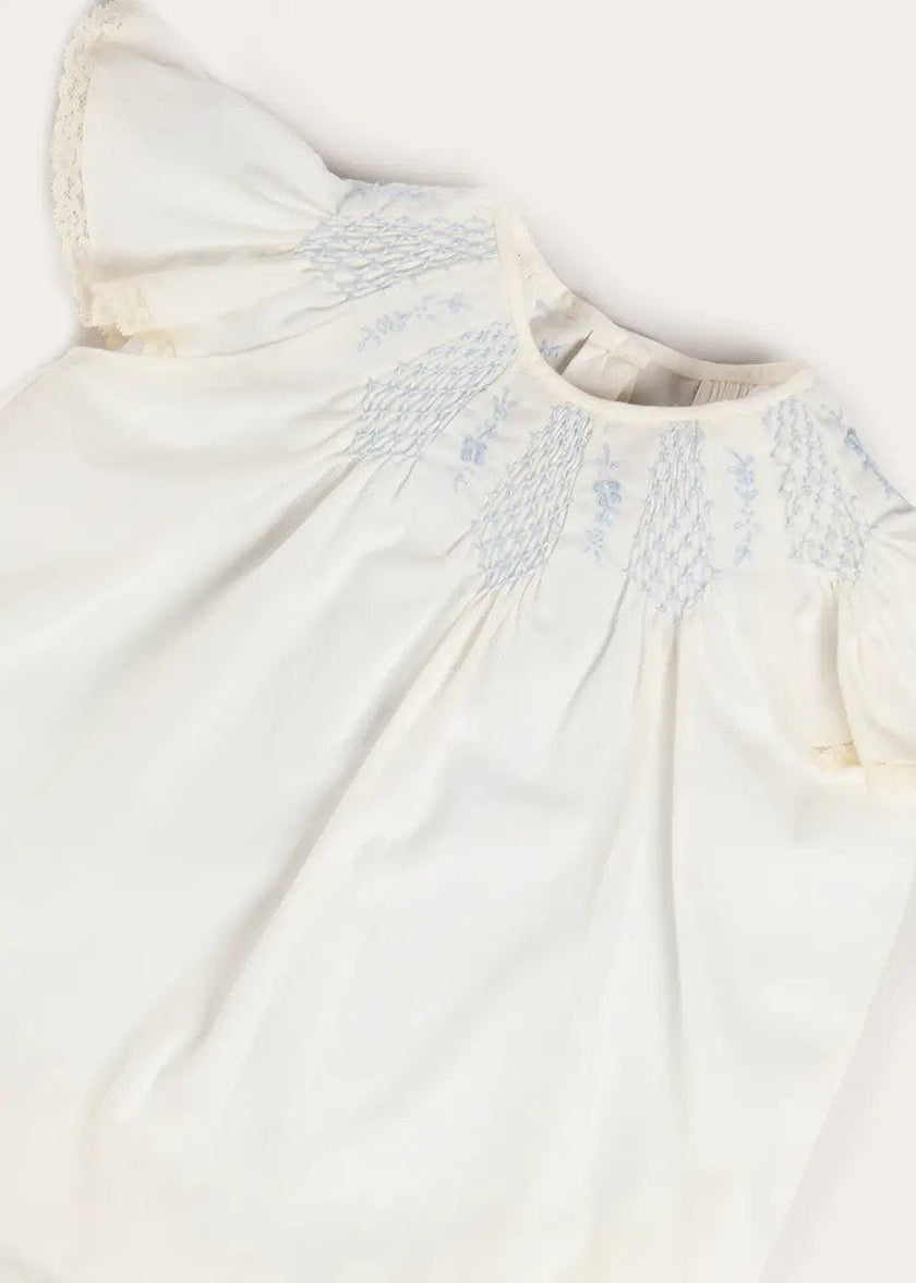 Butterfly Embroidered Lace Detail Cap Sleeve Blouse in White (18mths-10yrs)