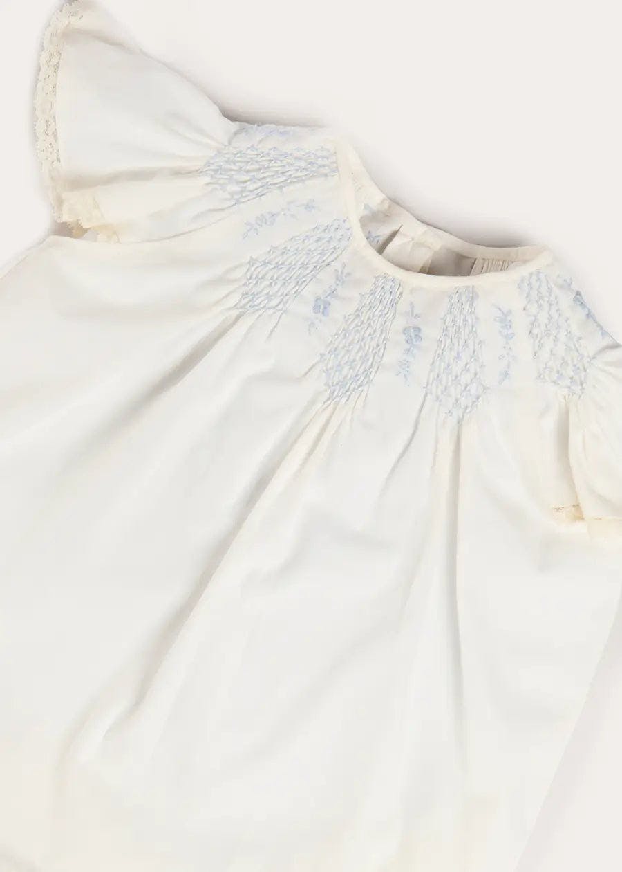 Butterfly Embroidered Lace Detail Cap Sleeve Blouse in White (18mths-10yrs)