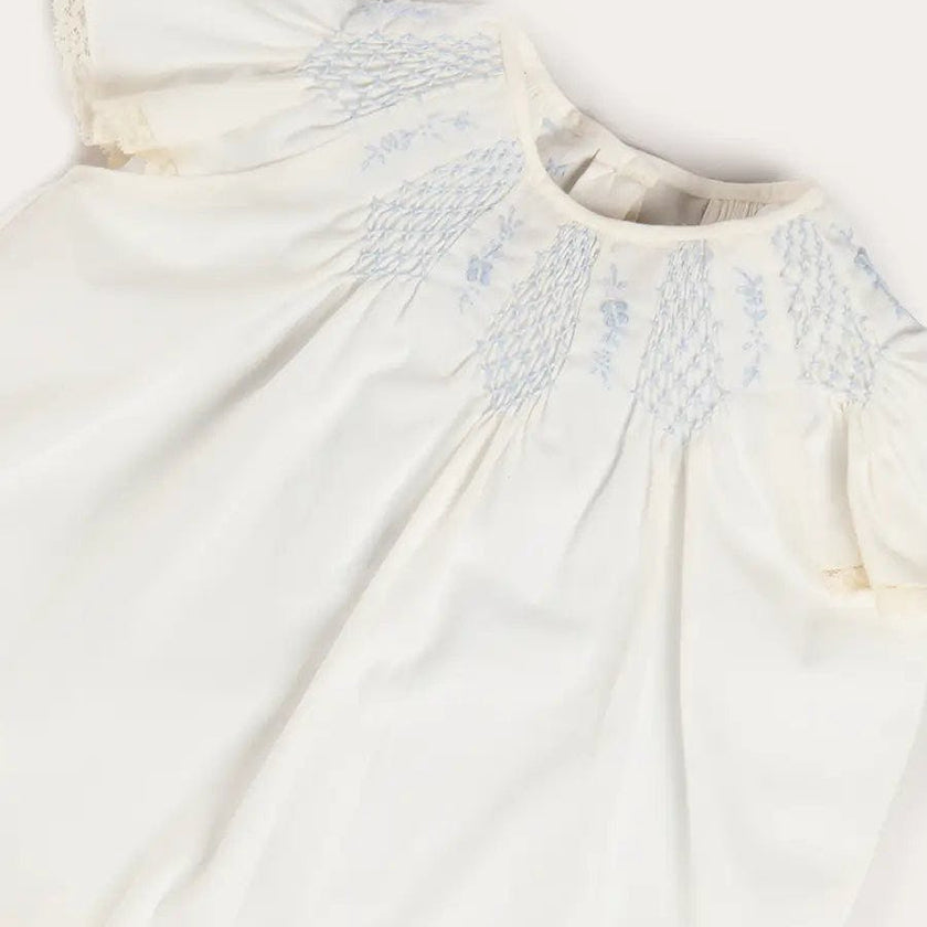 Butterfly Embroidered Lace Detail Cap Sleeve Blouse in White (18mths-10yrs)