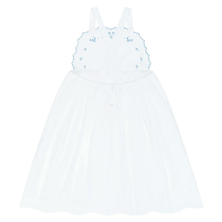 girls shell white cross back pinafore dress