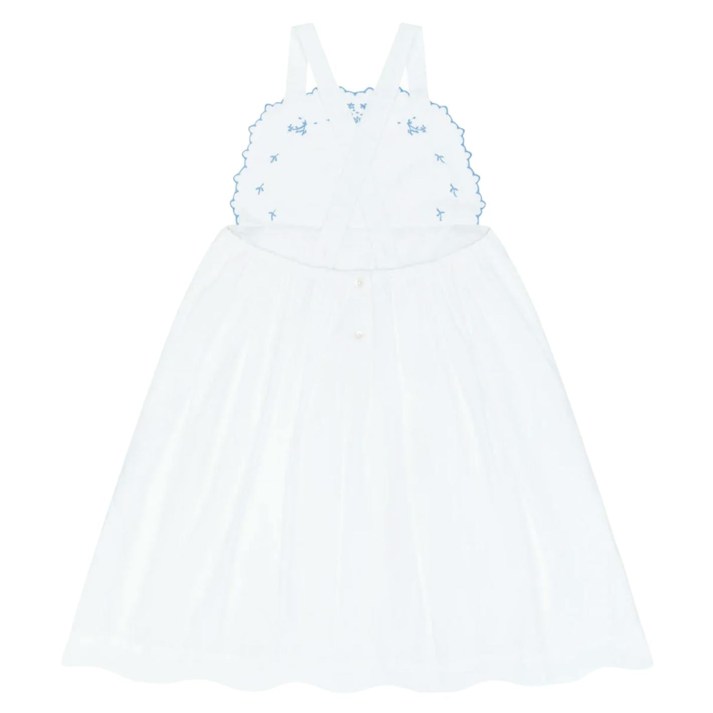 girls shell white cross back pinafore dress