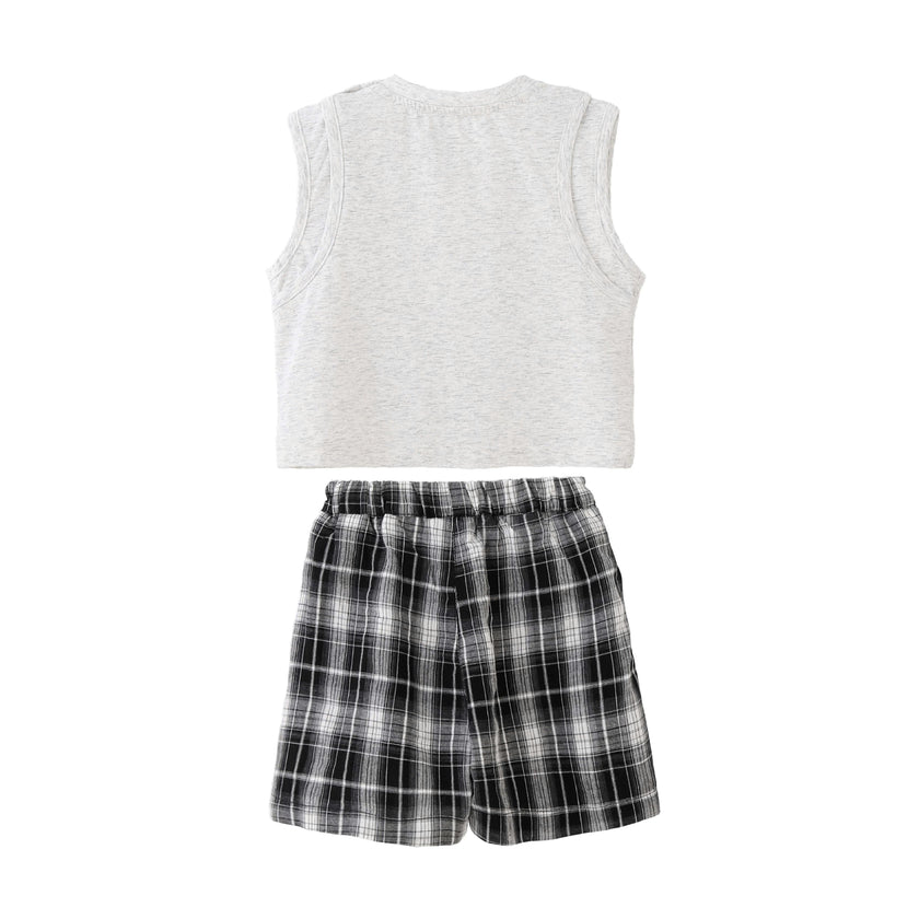Gray Fish Plaid Set