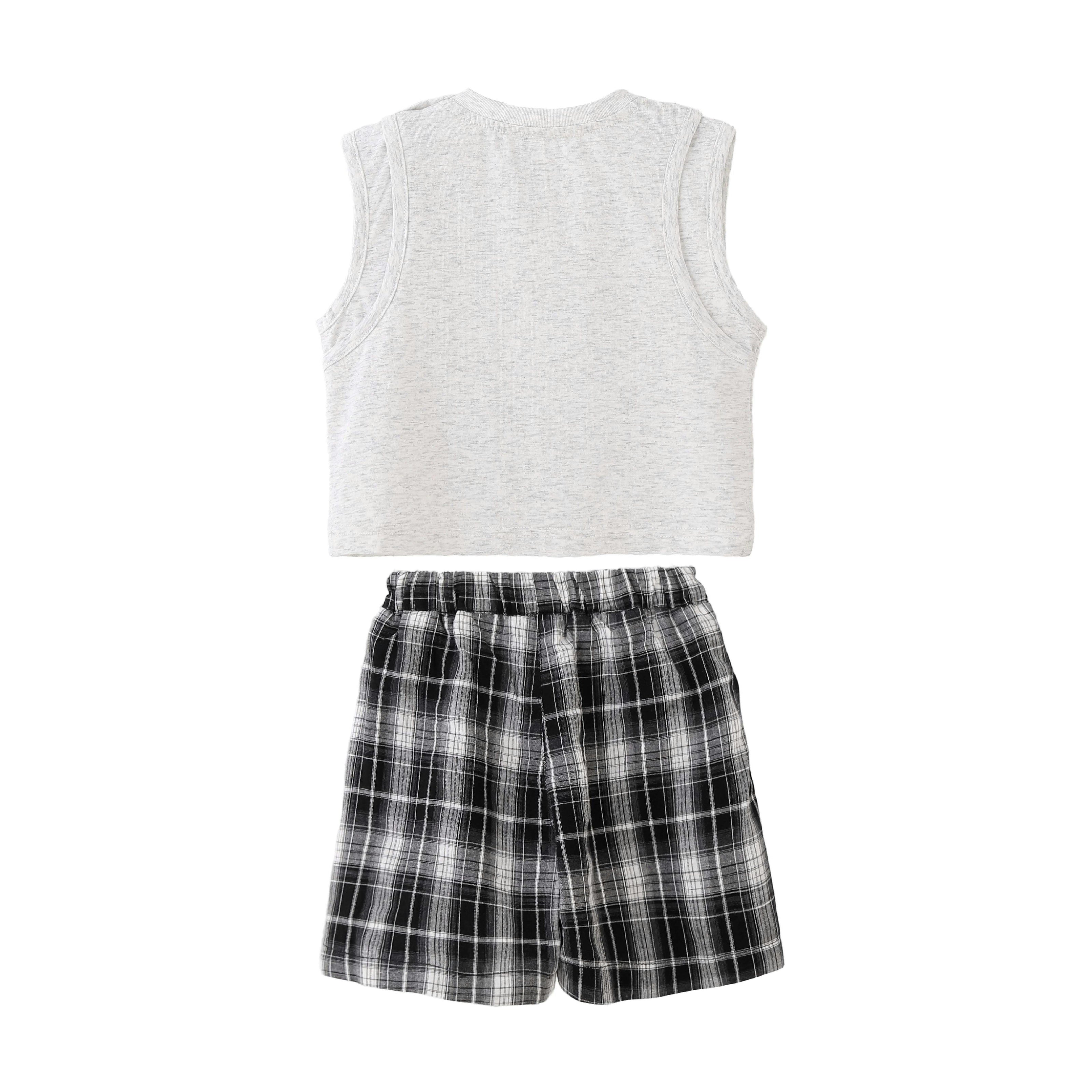 Gray Fish Plaid Set