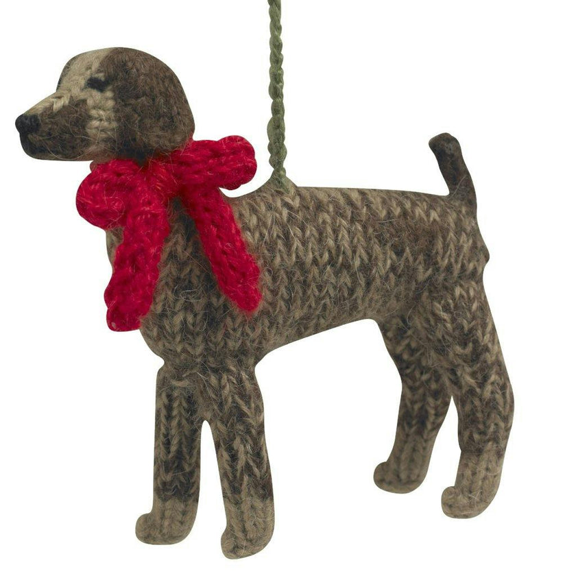 German Short Haired Pointer Dog Hand Knit Christmas Ornament