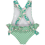 Squares Elastic Dotted Straps Swimsuit, Multi