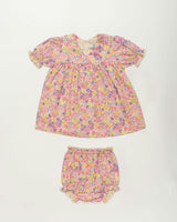 Sofia Baby Dress & Bloomer Set - Emma floral purple