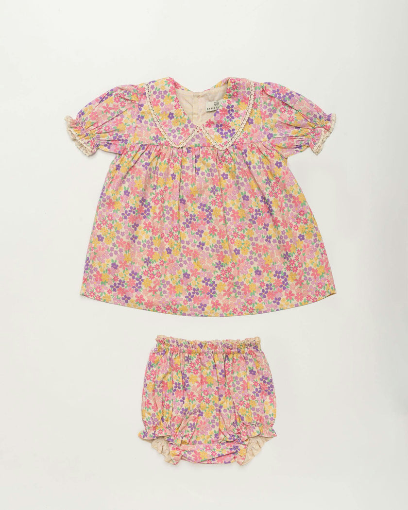 Sofia Baby Dress & Bloomer Set - Emma floral purple
