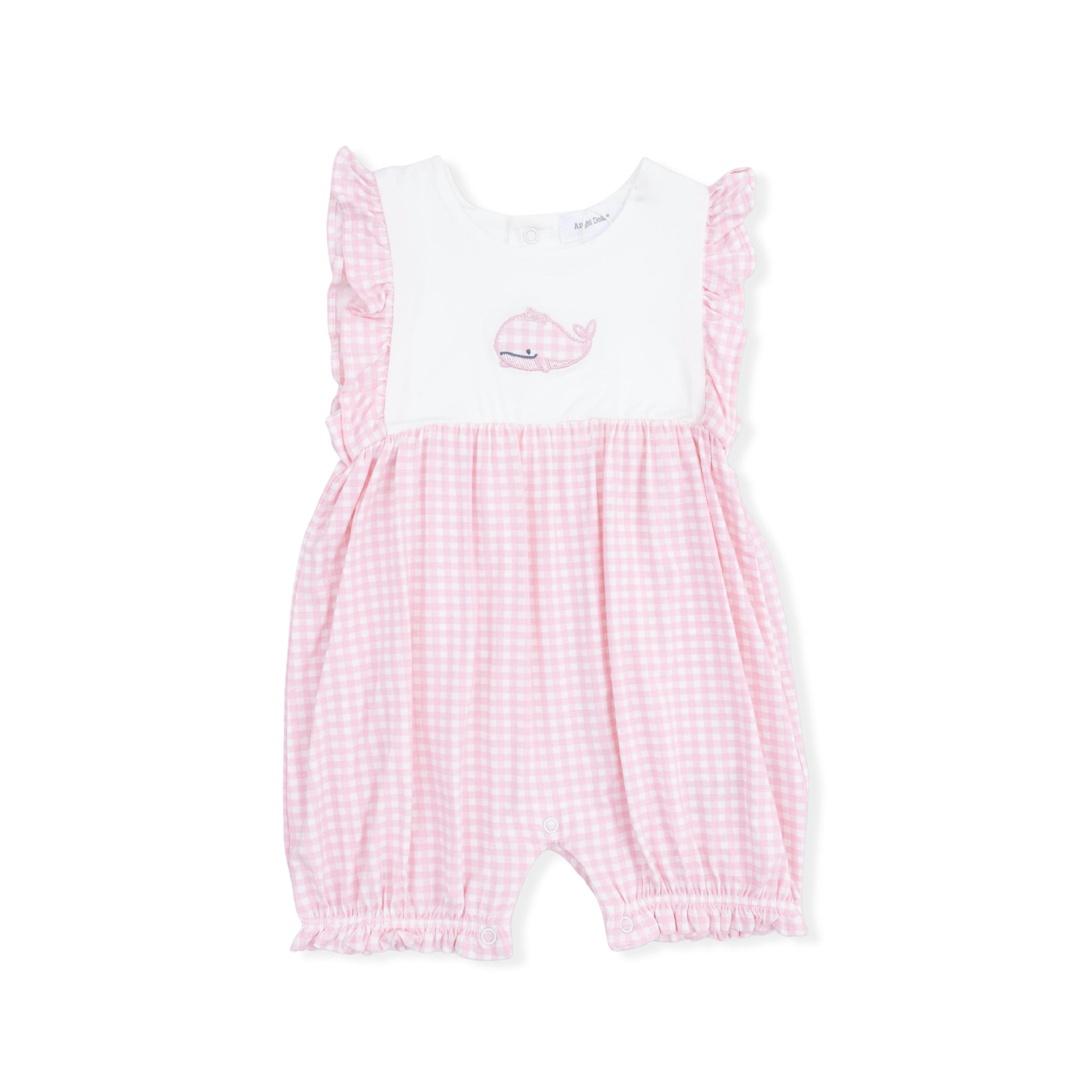 Bubbly Whale with Bow  Pink - Ruffle Playsuit