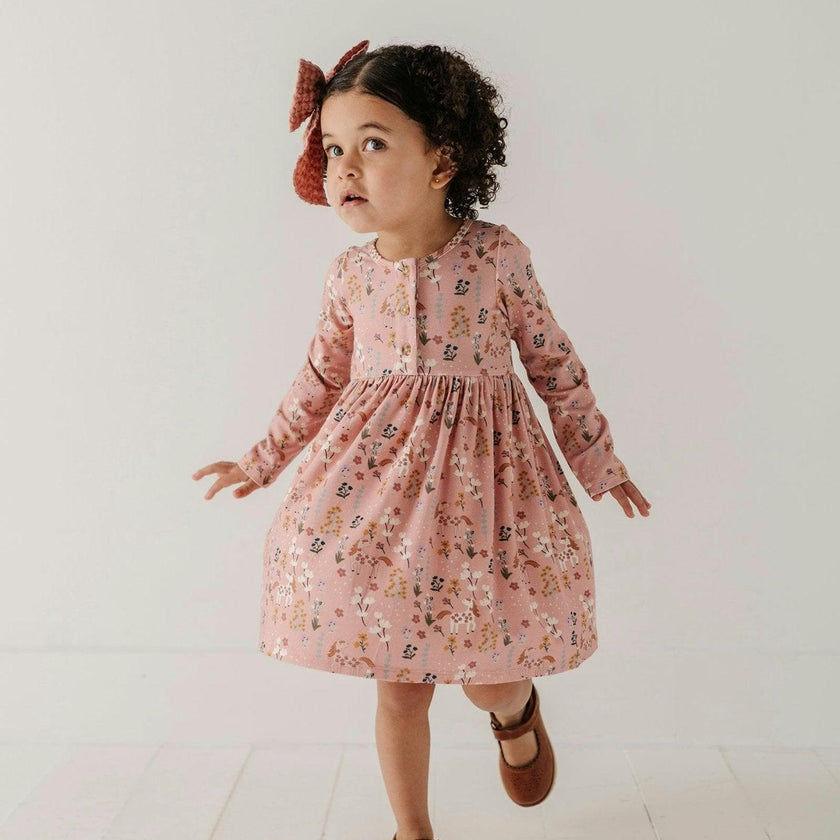 Long Sleeve Henley Dress Christmas Dogs