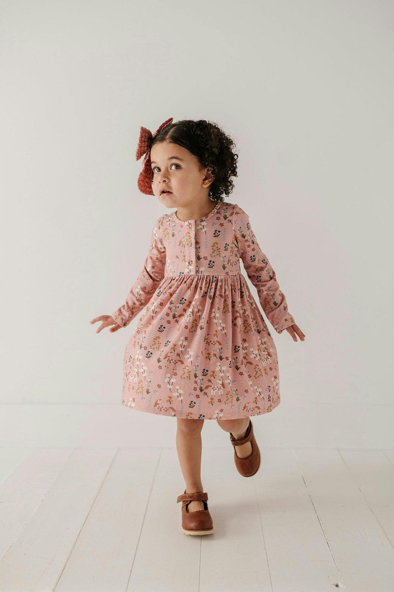 Long Sleeve Henley Dress Christmas Dogs