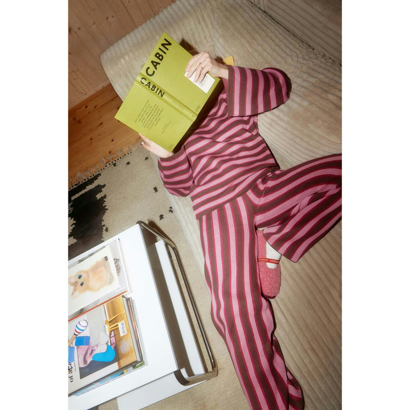 women's organic cotton pants - berry stripes