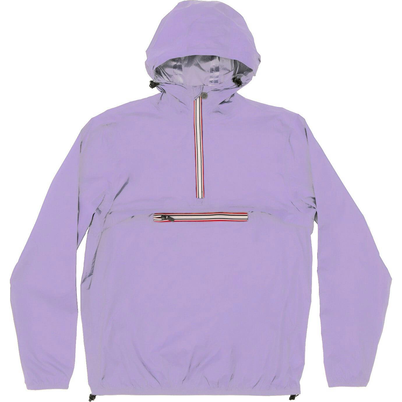 Light purple quarter zip packable rain jacket and windbreaker