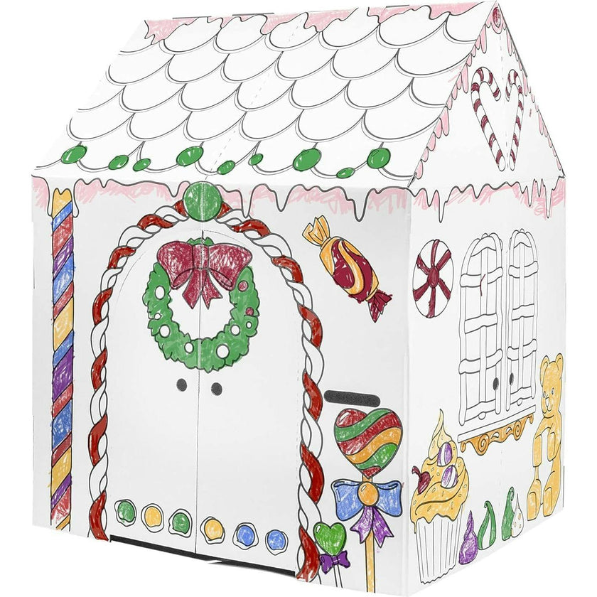 Cardboard Coloring Playhouse Gingerbread House - Kids Art & Craft