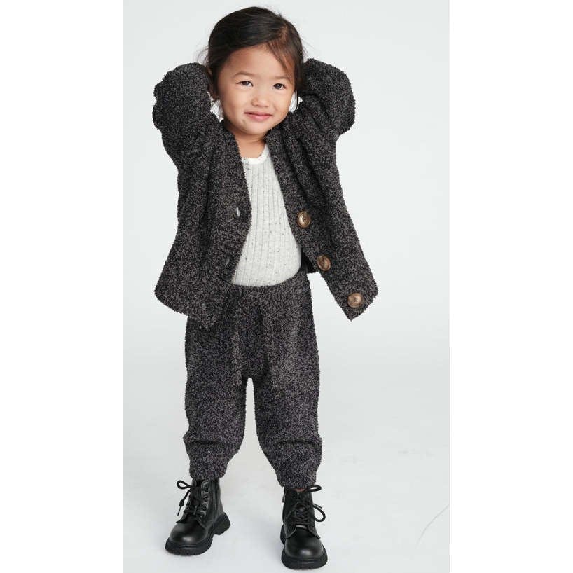 Baby Fuzzy Ribbed V-Neck Cardigan