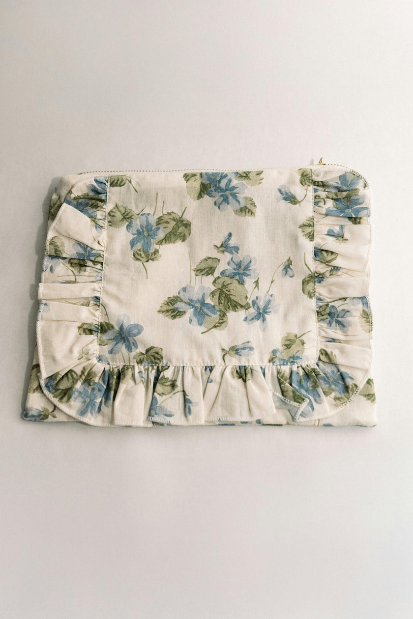 Cornflower Lane Timeless Floral Ruffle Zipper Pouch