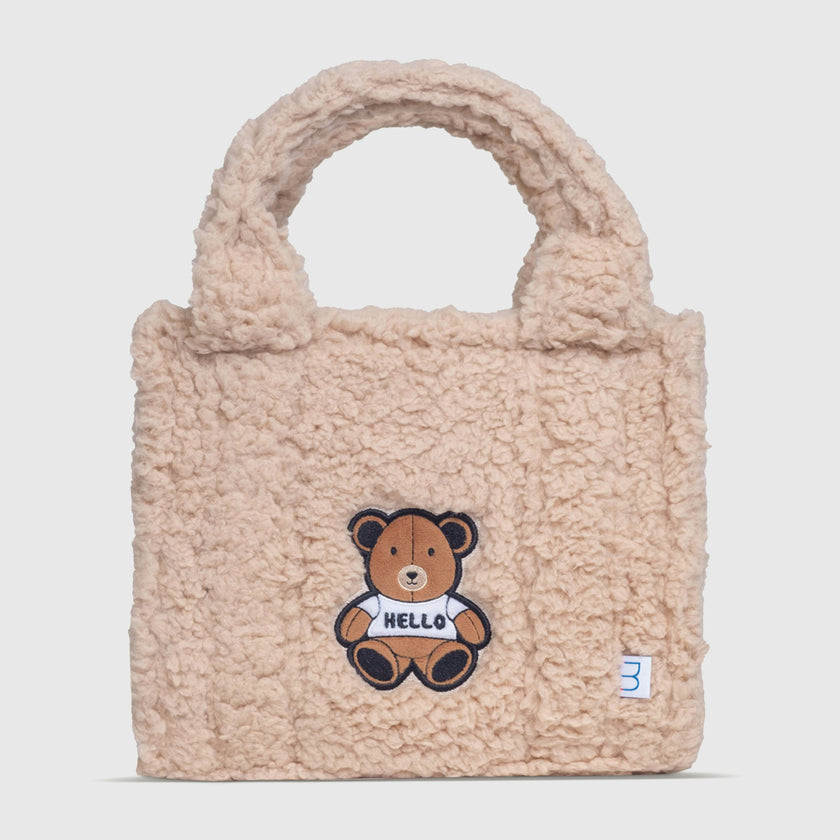 Sherpa Tote Bag – Cozy, Colorful & Convertible with Matching Coin Purse, Teddy Bear