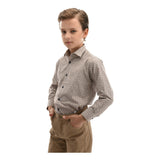 Beige Dandelion Print Dress Shirt