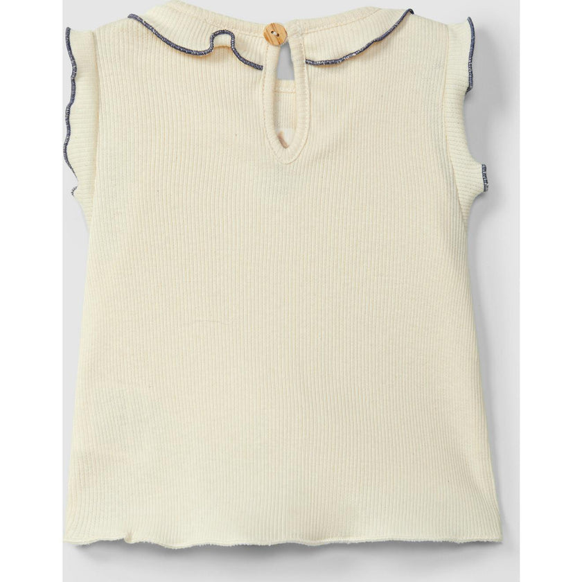 Embroidered Ribbed Cap Sleeve Top
