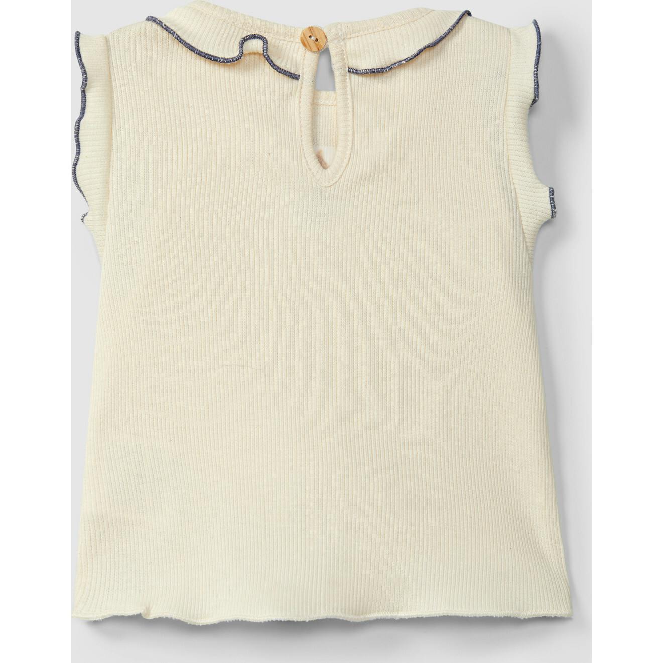 Embroidered Ribbed Cap Sleeve Top