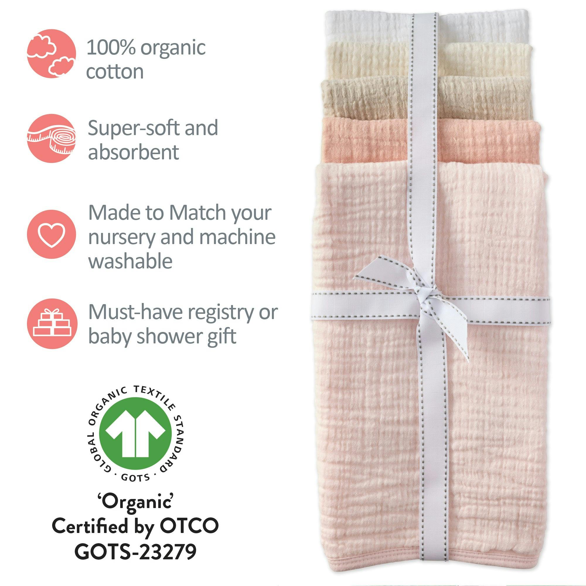 RILEY 5-Pack Crinkle Muslin Burp Cloths