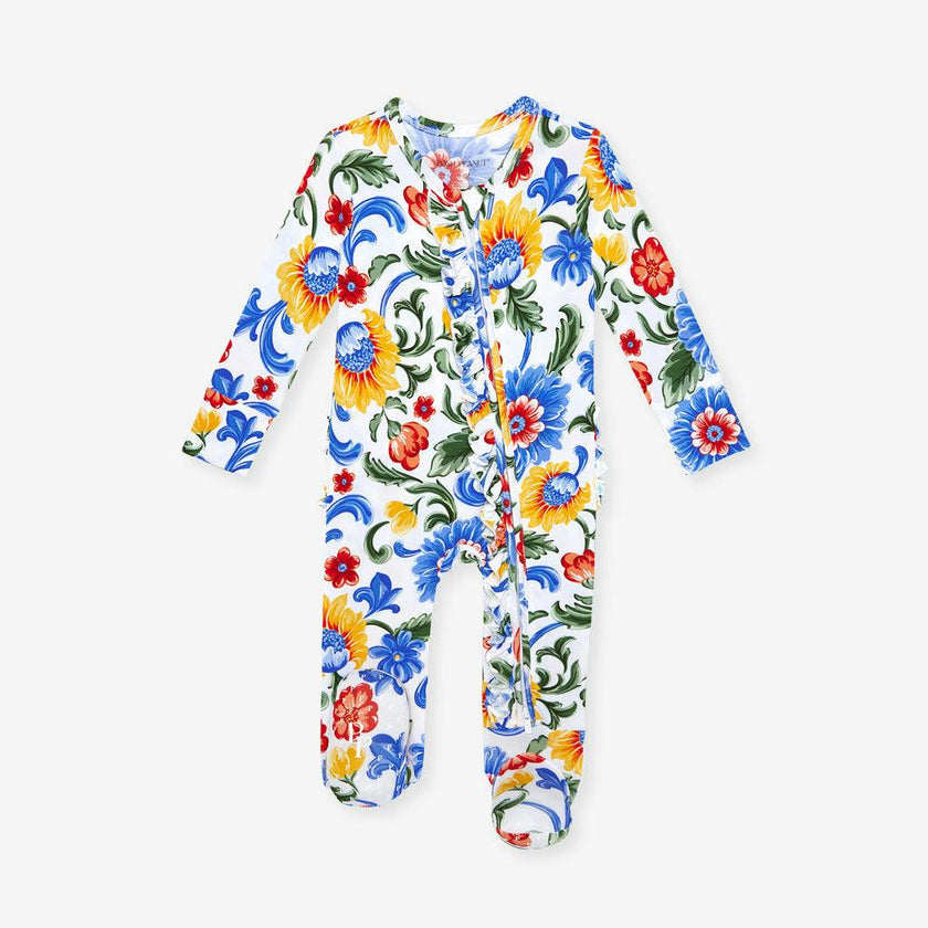Fiore Italiani Footie Ruffled Zippered One Piece