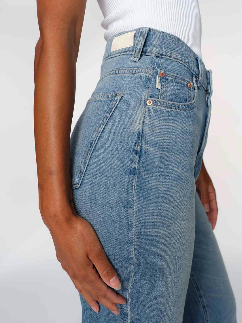 Hepburn Wide Leg High Rise Ankle Jeans | River Bank