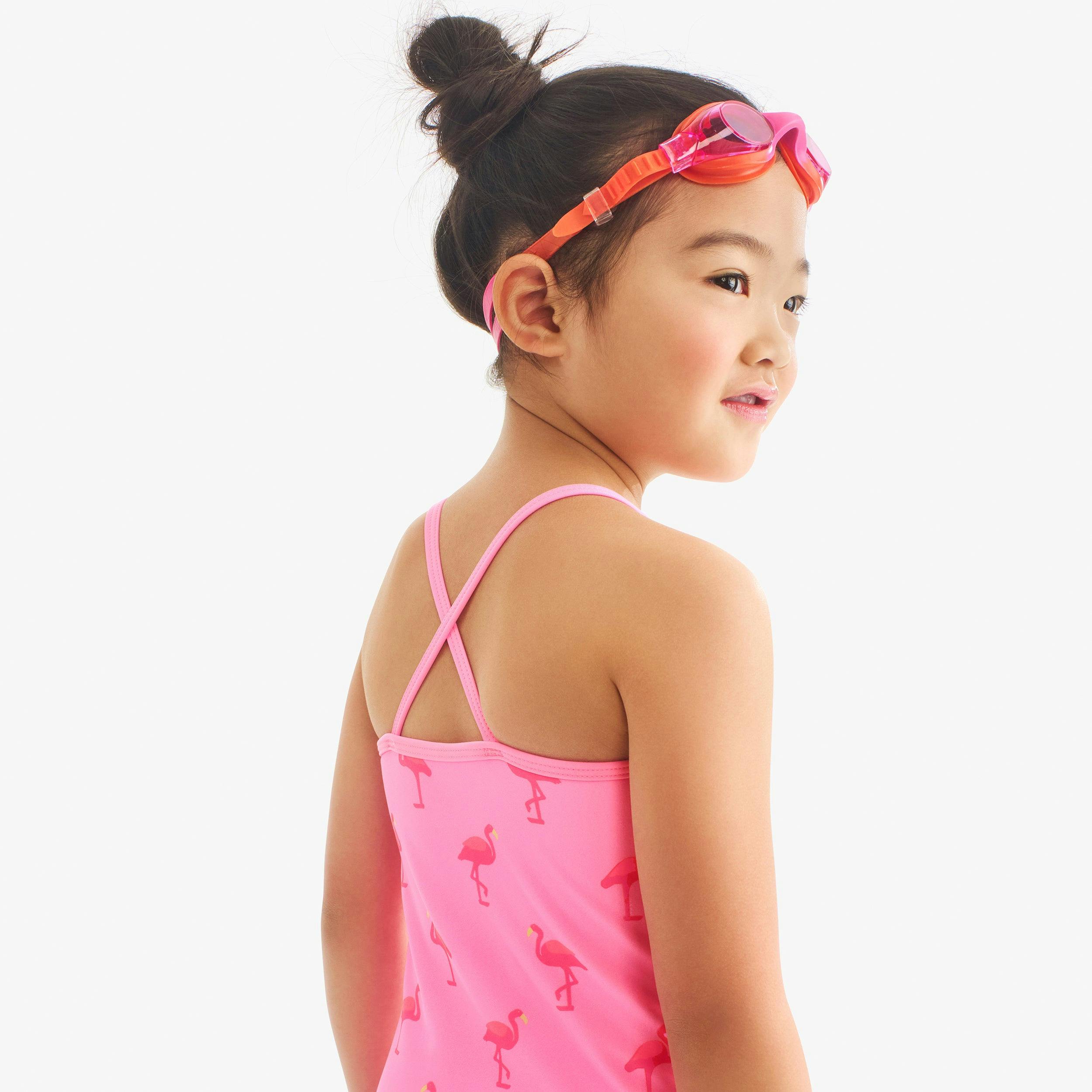 Kids swimsuit in flamingos