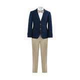 Blue Plaid Suit with Beige Accents