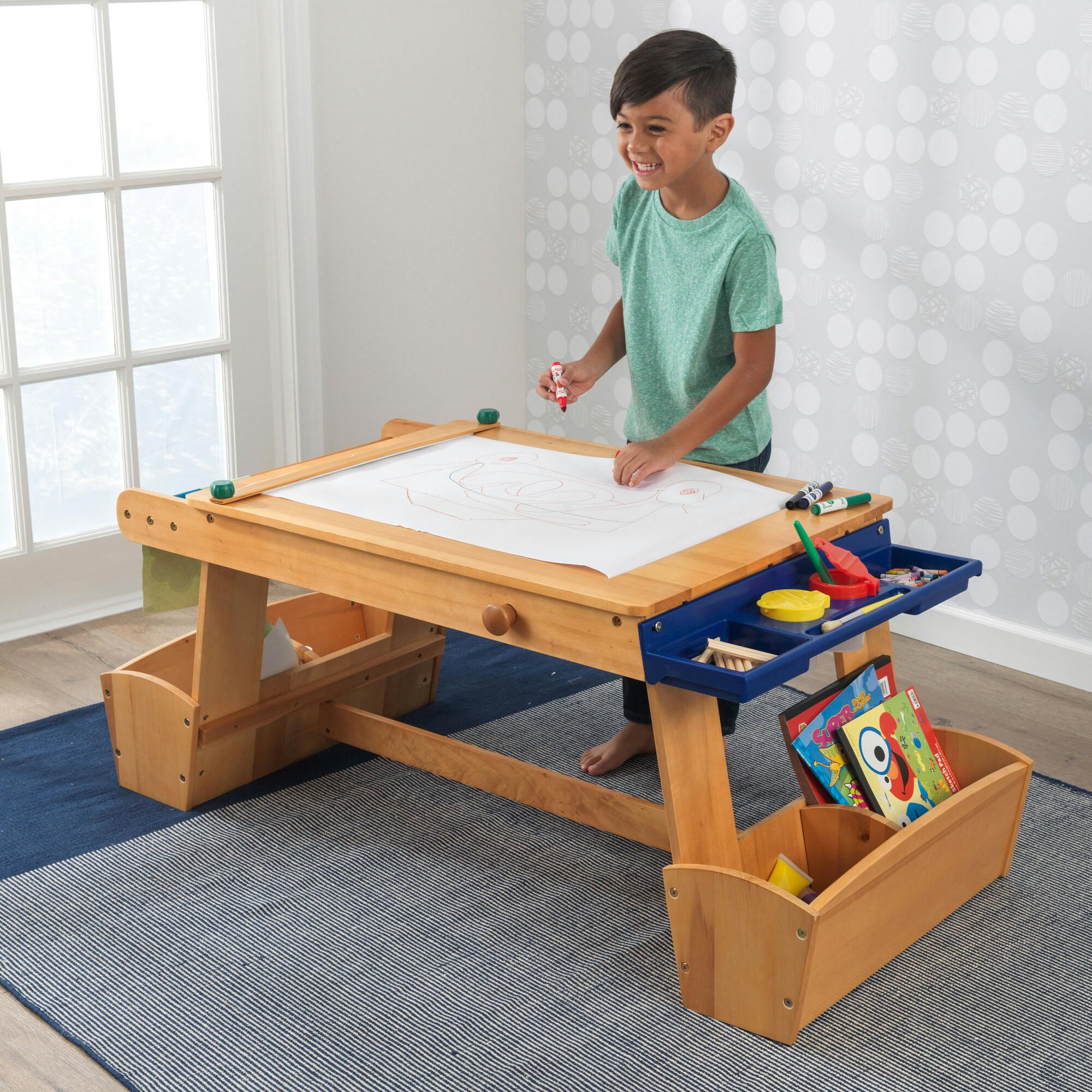 Art Table With Drying Rack & Storage