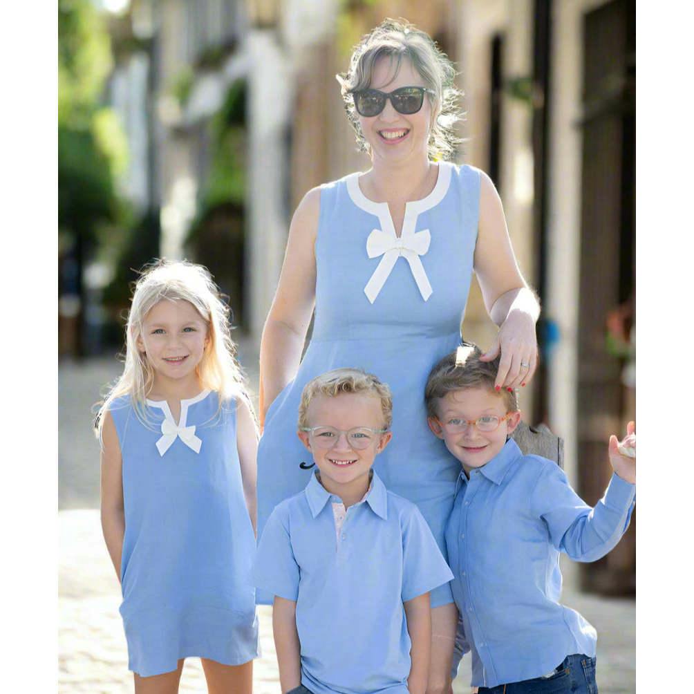 Blue Linen Shift Dress