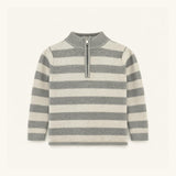 Boys' Half Zip Sweater in Gray Stripe