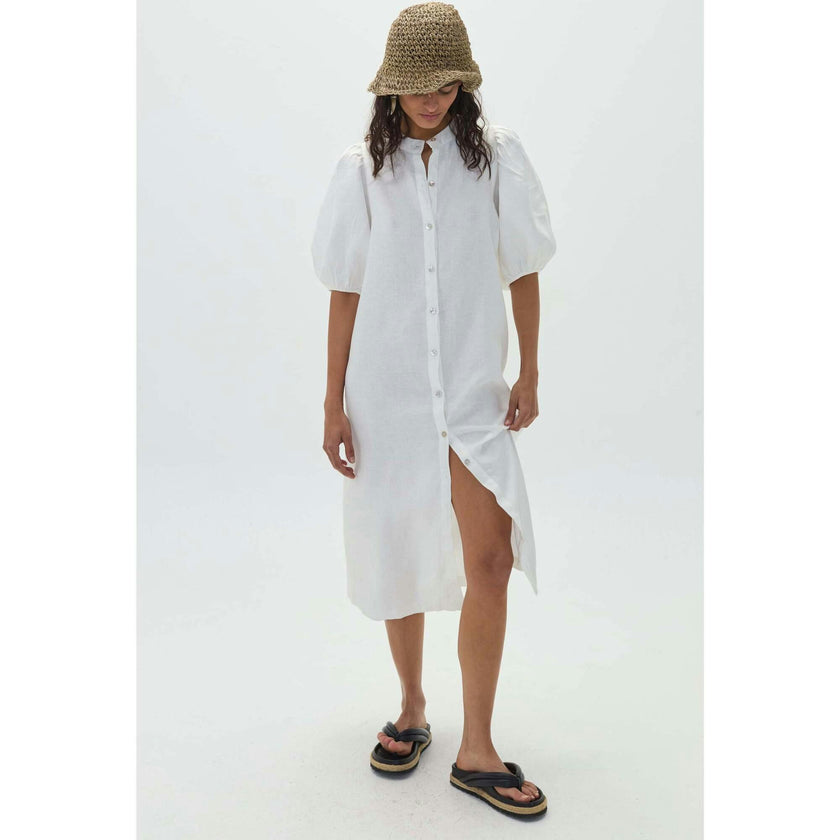 Bubble Linen Dress - Off White