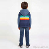 Hooded Puffer Vest Jacket | Multicolor Stripe