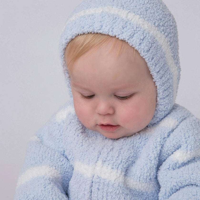 Chenille - Light Blue & Ivory Stripe Hooded Jacket