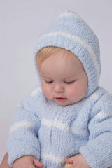 Chenille - Light Blue & Ivory Stripe Hooded Jacket