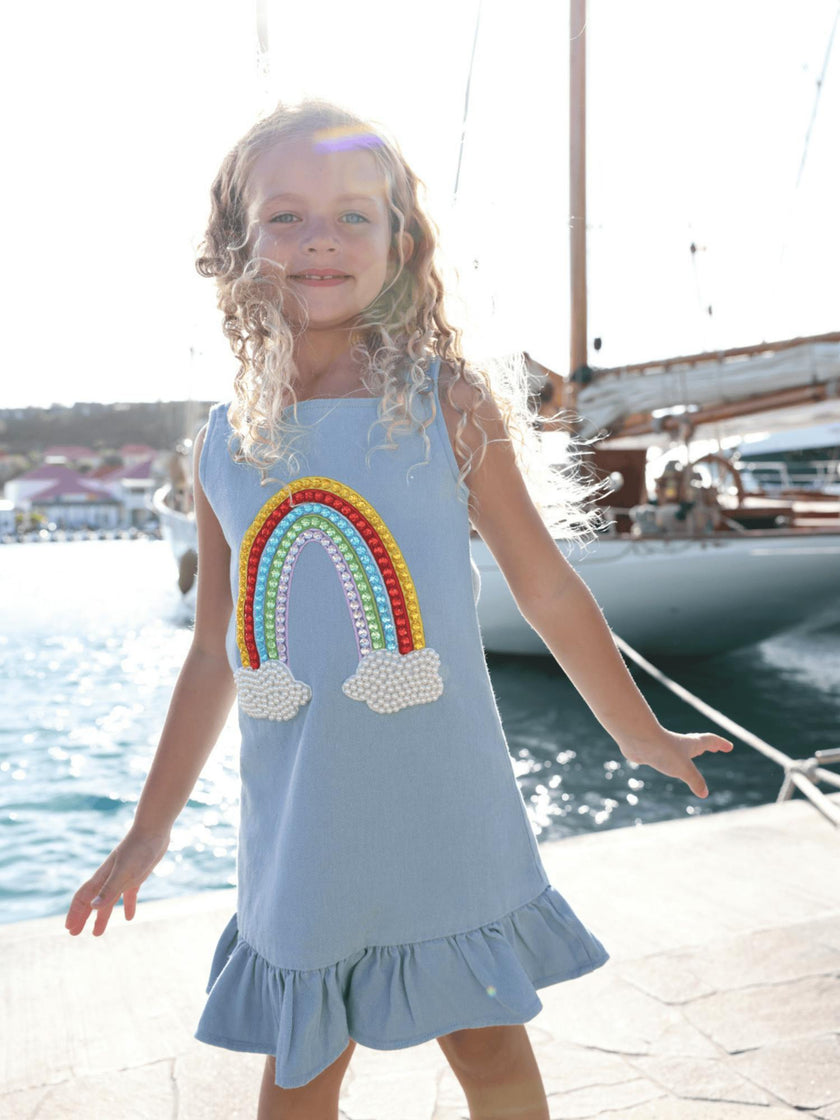 Rainbow Gems Denim Dress