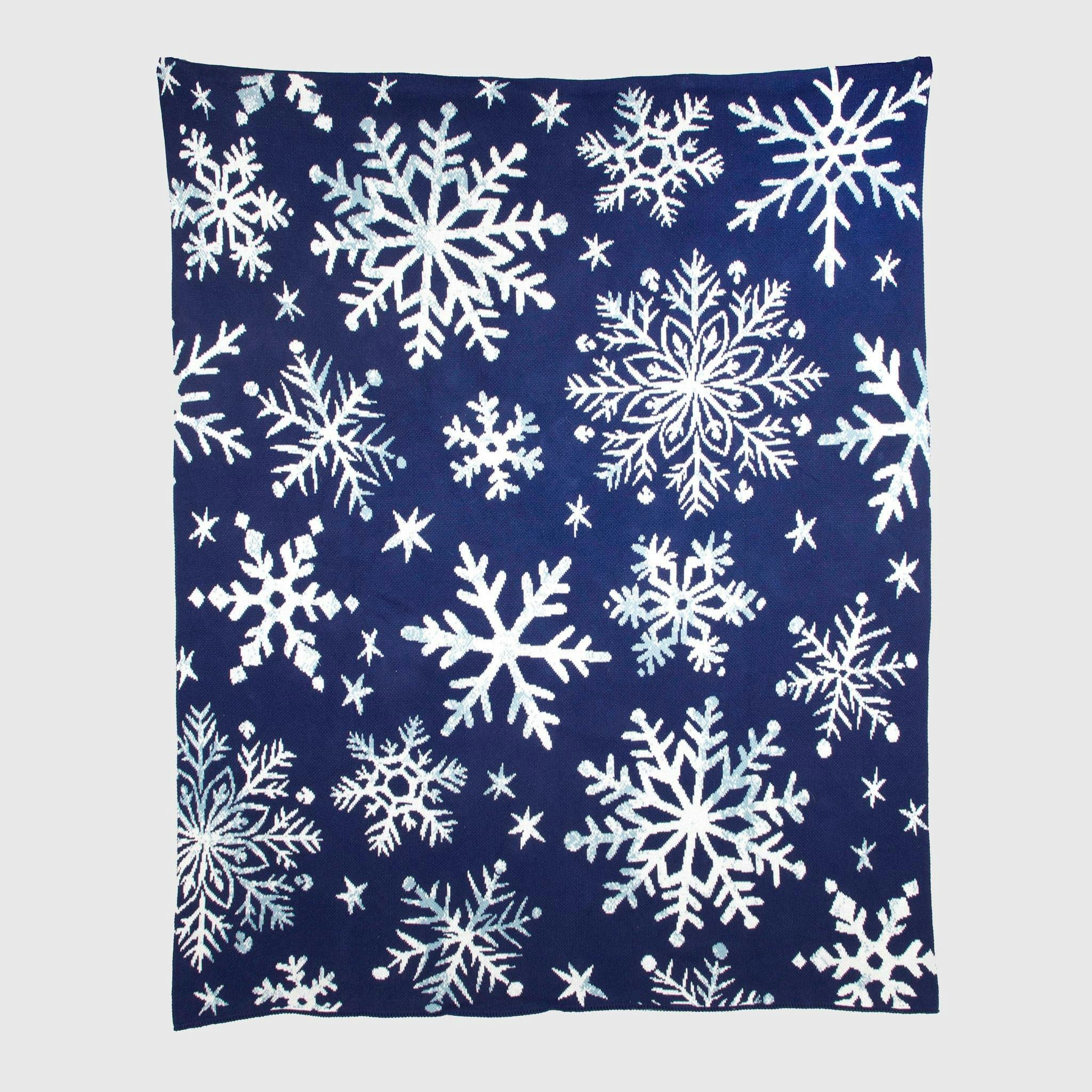 Cotton Sustainable Knit Throw | Nordic Snowflakes