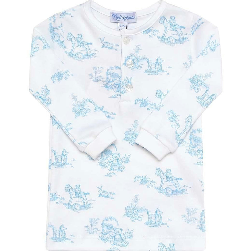 Blue Toile Baby Pajamas