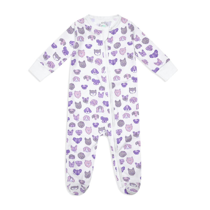 Mini Woof Squad Lilac Zip-up Bodysuit