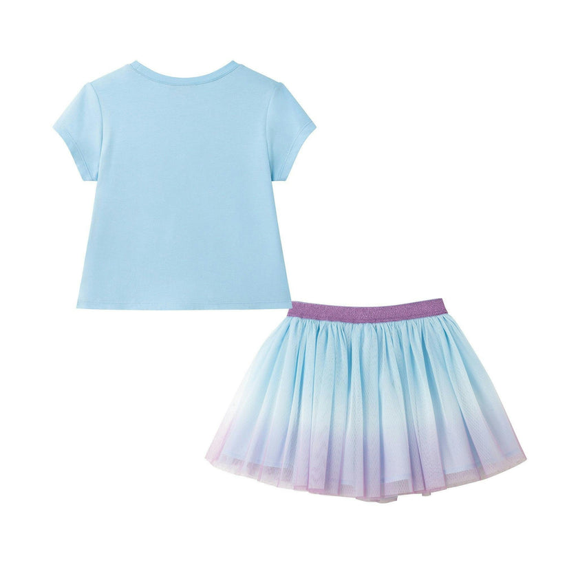 Tie Front Tee & Tutu Skirt | Blue Ombre
