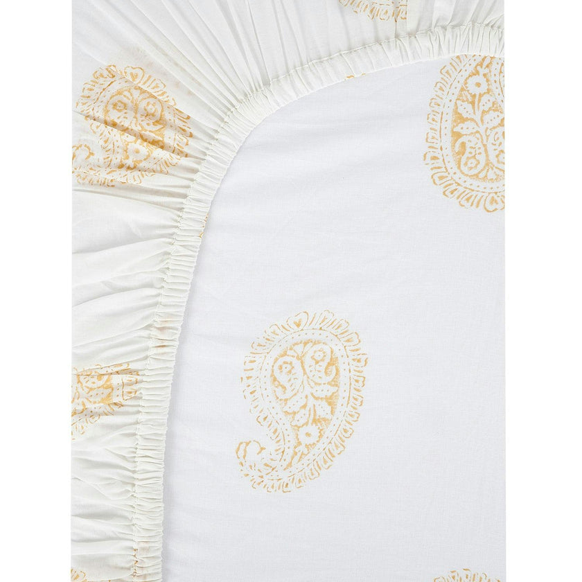 Block-Printed Cotton Fitted Crib Sheet