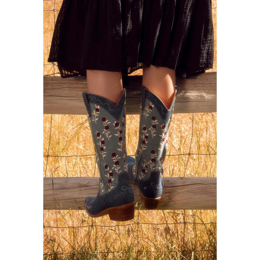 Rosemary Cowgirl Boots in Denim