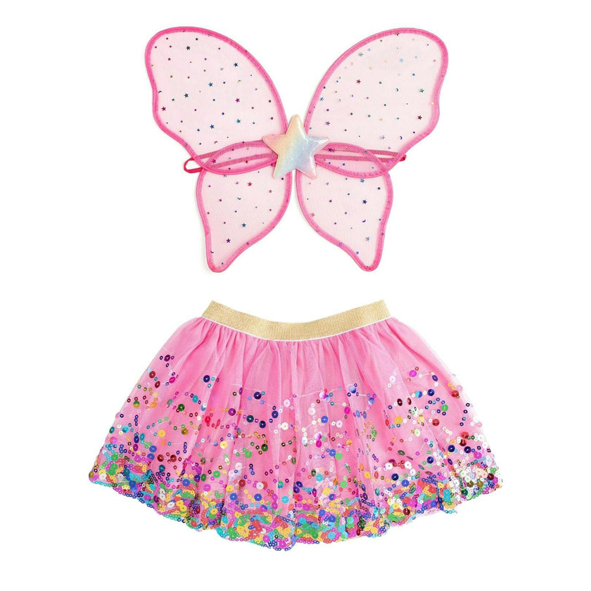 Rainbow Star Fairy Wing & Confetti Tutu Set