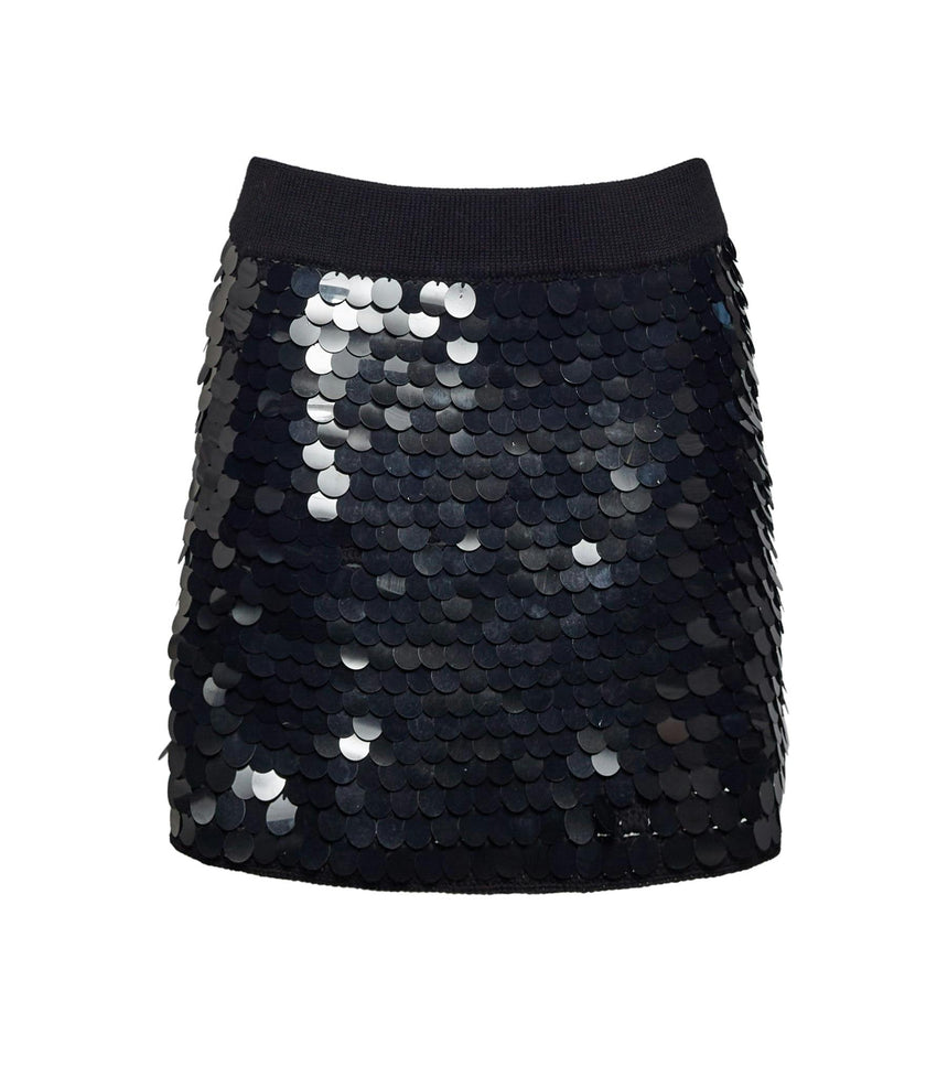 MYA MINI SKIRT | BLACK W/ BLACK SEQUINS