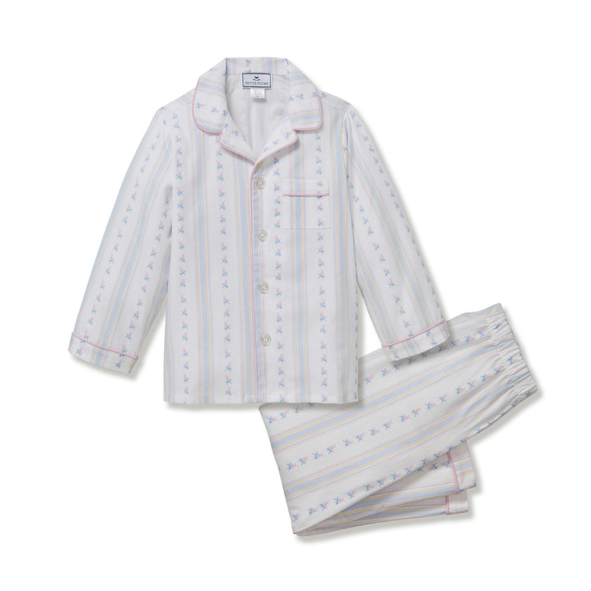 Kid's Twill Pajama Set in Cottage Stripe