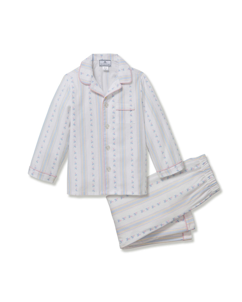 Kid's Twill Pajama Set in Cottage Stripe