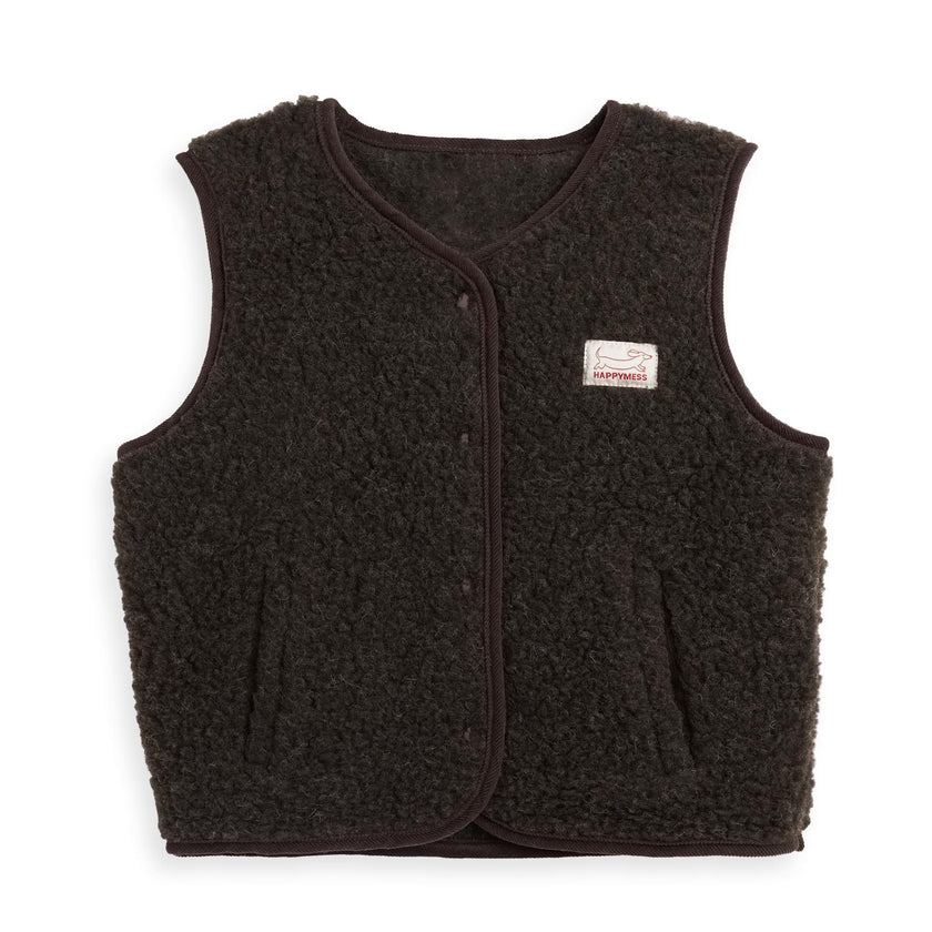 children's merino wool vest - chocolate brown