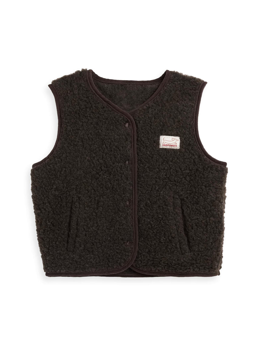 children's merino wool vest - chocolate brown