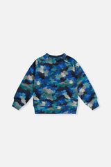 Fleece Sweatshirt Blue and Grey Camouflage