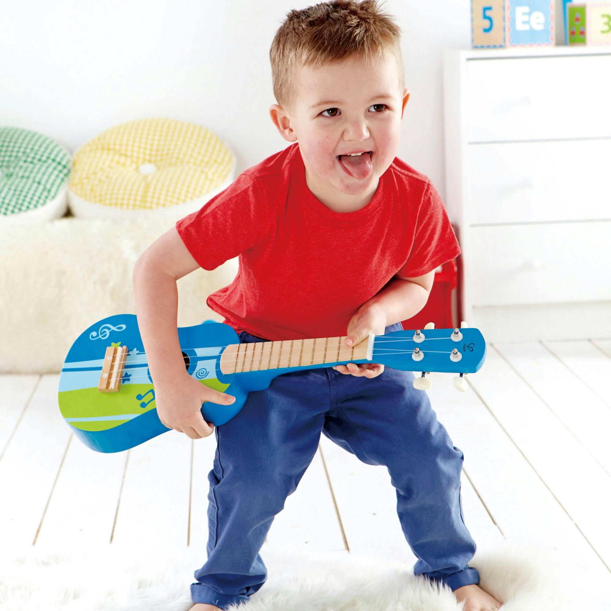 Kid's Wooden Toy Ukulele - Blue & Green